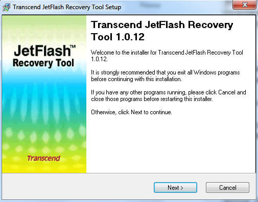 Интерфейс установки JetFlash Recovery Tool