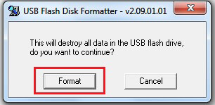 This will destroy all data in the USB flash drive, do you want to continue