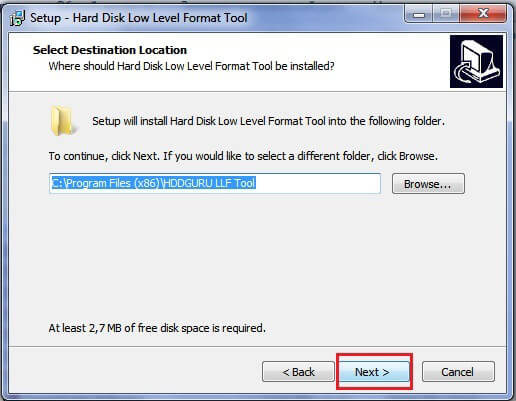 Процесс установки программы HDD Low Level Format Tool