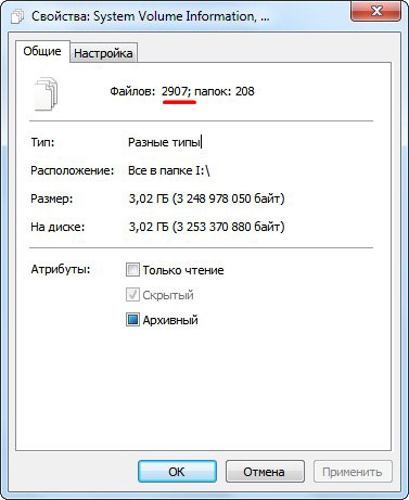 Количество файлов на флешке